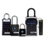 Set of electronic padlocks and key safes that connect to a single admin platform.