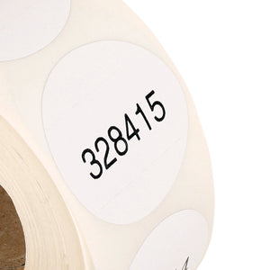 Self Destruct Label | 38mm round | White | Pre-printed | Serial Numbered (1000 label roll)